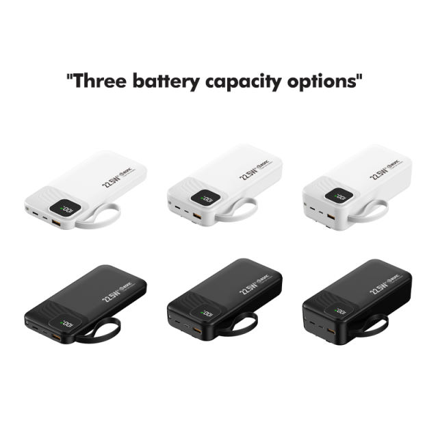 10,000/20,000/30,000mAh Power Bank with 22.5W/PD 20W Super Fast Charging and Built-in Dual Cables RC-PD67