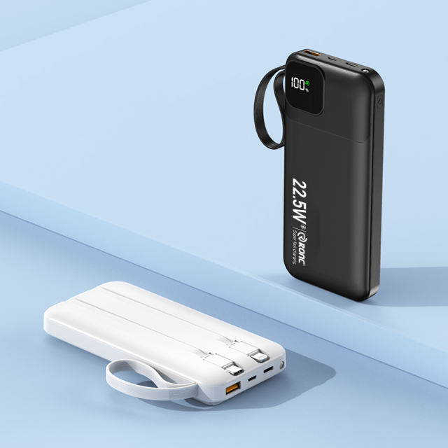 10,000/20,000/30,000mAh Power Bank with 22.5W/PD 20W Super Fast Charging and Built-in Dual Cables RC-PD67