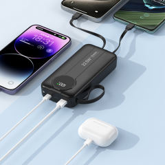 10,000/20,000/30,000mAh Power Bank with 22.5W/PD 20W Super Fast Charging and Built-in Dual Cables RC-PD68