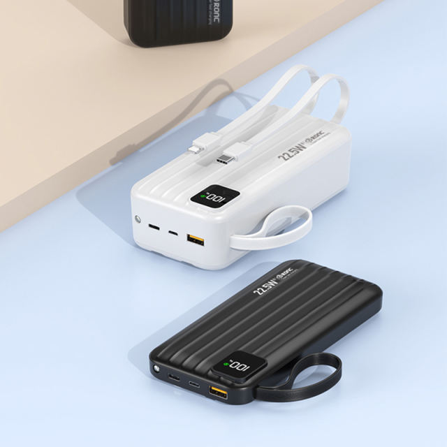 10,000/20,000/30,000mAh Power Bank with 22.5W/PD 20W Super Fast Charging and Built-in Dual Cables RC-PD69
