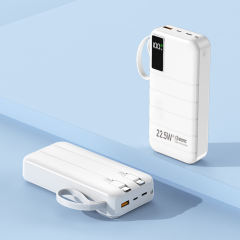 10,000/20,000/30,000mAh Power Bank with 22.5W/PD 20W Super Fast Charging and Built-in Dual Cables RC-PD70