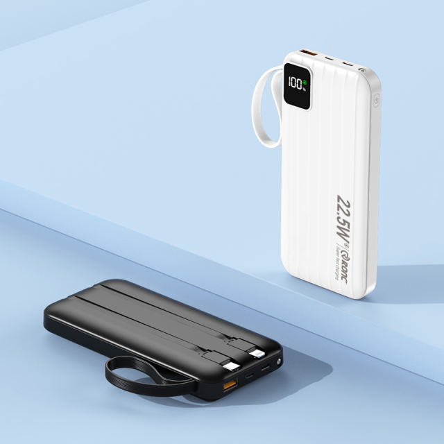 10,000/20,000/30,000mAh Power Bank with 22.5W/PD 20W Super Fast Charging and Built-in Dual Cables RC-PD69