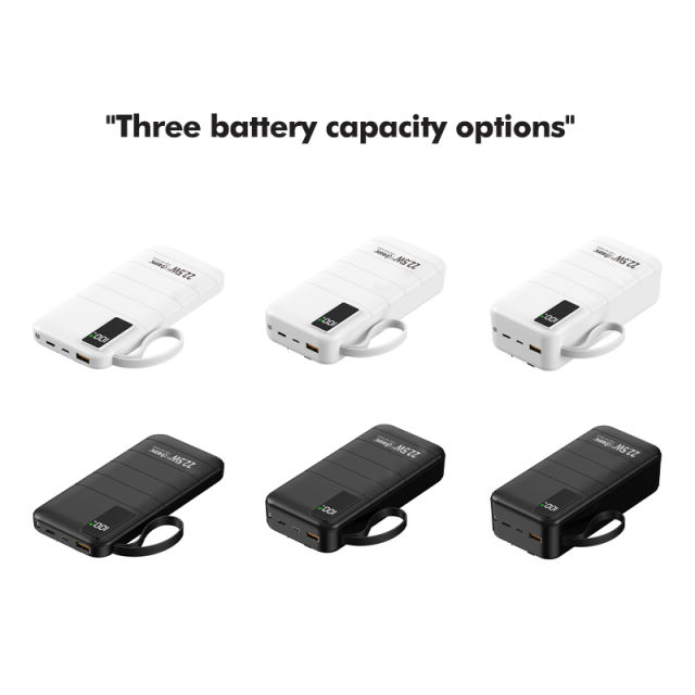 10,000/20,000/30,000mAh Power Bank with 22.5W/PD 20W Super Fast Charging and Built-in Dual Cables RC-PD70