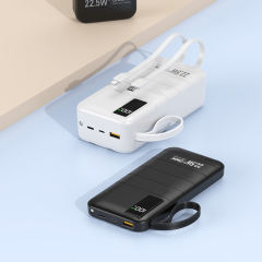 10,000/20,000/30,000mAh Power Bank with 22.5W/PD 20W Super Fast Charging and Built-in Dual Cables RC-PD70