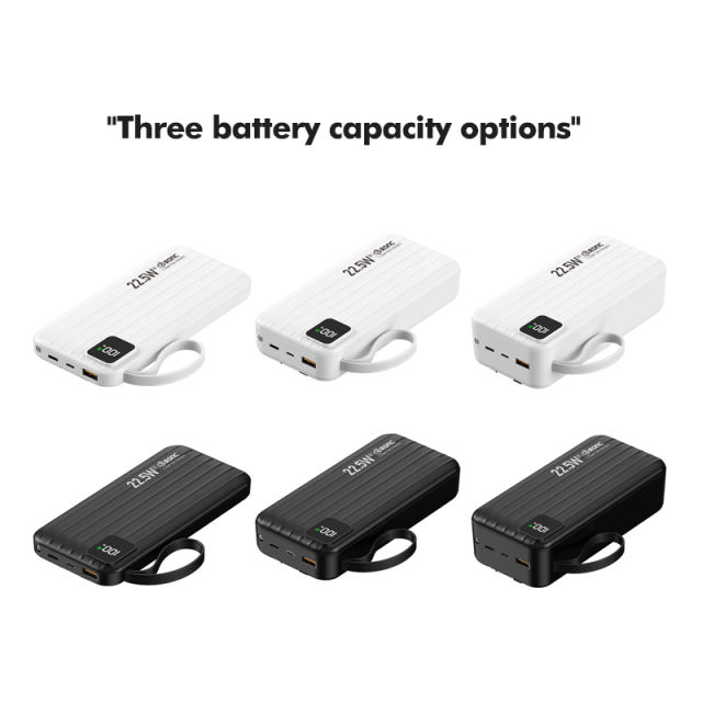 10,000/20,000/30,000mAh Power Bank with 22.5W/PD 20W Super Fast Charging and Built-in Dual Cables RC-PD69