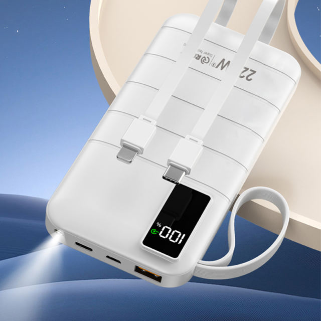 10,000/20,000/30,000mAh Power Bank with 22.5W/PD 20W Super Fast Charging and Built-in Dual Cables RC-PD70
