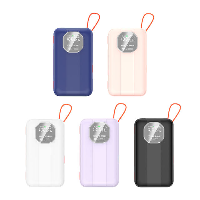 20,000mAh High-Capacity Power Bank  with 45W Super Fast Charging,  Built-in Two Cables，for Fast Laptop Charging RC-PD77