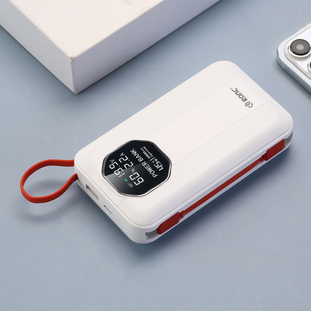 20,000mAh High-Capacity Power Bank  with 45W Super Fast Charging,  Built-in Two Cables，for Fast Laptop Charging RC-PD77