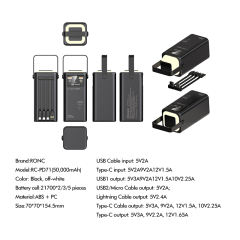 Ultimate 50,000mAh Power Bank with 22.5W Super Fast Charging, Outdoor Camping Lamp & Detachable Data Cables RC-PD71