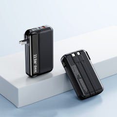 20,000mAh Foldable AC Plug   22.5W Fast Charging Power Bank  with Built-in two Cables，PD20W/22.5W fast charging RC-PD72