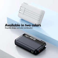 20,000mAh Foldable AC Plug   22.5W Fast Charging Power Bank  with Built-in two Cables，PD20W/22.5W fast charging RC-PD72