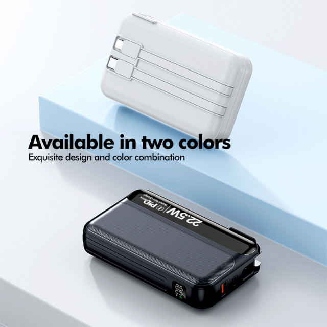 20,000mAh Foldable AC Plug   22.5W Fast Charging Power Bank  with Built-in two Cables，PD20W/22.5W fast charging RC-PD72