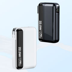 20,000mAh Foldable AC Plug   22.5W Fast Charging Power Bank  with Built-in two Cables，PD20W/22.5W fast charging RC-PD72