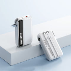 20,000mAh Foldable AC Plug   22.5W Fast Charging Power Bank  with Built-in two Cables，PD20W/22.5W fast charging RC-PD72