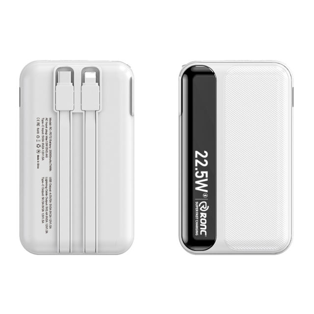 20,000mAh Foldable AC Plug   22.5W Fast Charging Power Bank  with Built-in two Cables，PD20W/22.5W fast charging RC-PD72