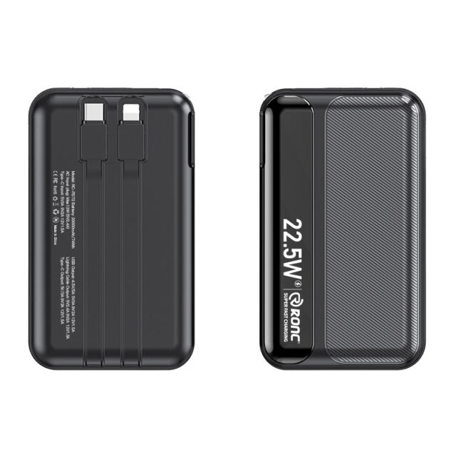20,000mAh Foldable AC Plug   22.5W Fast Charging Power Bank  with Built-in two Cables，PD20W/22.5W fast charging RC-PD72