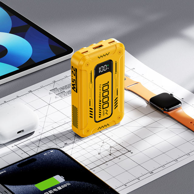 22.5W Super Fast Charging Mecha-Style Power Bank with Built-In 3 Cables (10,000mAh),PD20W Bidirectional Fast Charging RC-PD73