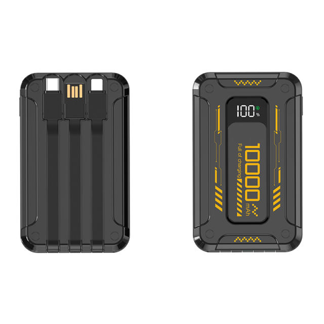22.5W Super Fast Charging Mecha-Style Power Bank with Built-In 3 Cables (10,000mAh),PD20W Bidirectional Fast Charging RC-PD73
