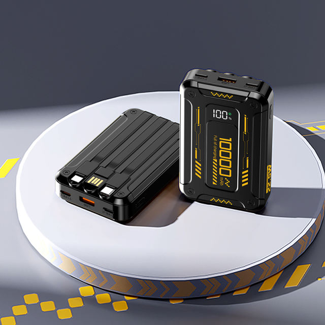 22.5W Super Fast Charging Mecha-Style Power Bank with Built-In 3 Cables (10,000mAh),PD20W Bidirectional Fast Charging RC-PD73