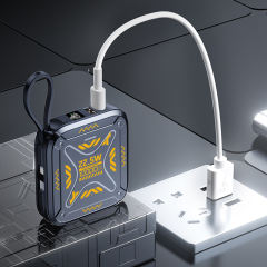 10,000mAh Mech-Style Power Bank with Dual Cables and  22.5W Super Fast Charging，PD20W Fast Charging RC-PD74