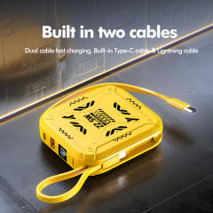 10,000mAh Mech-Style Power Bank with Dual Cables and  22.5W Super Fast Charging，PD20W Fast Charging RC-PD74