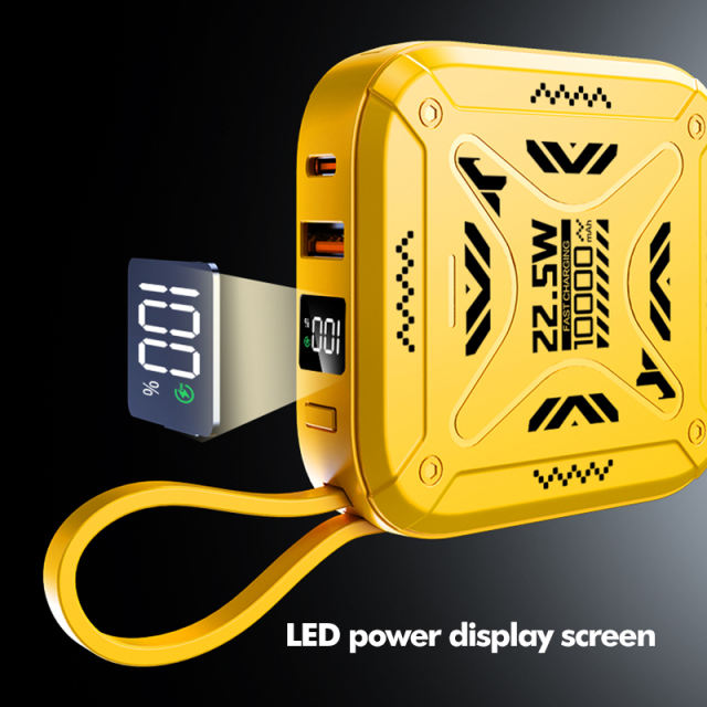 10,000mAh Mech-Style Power Bank with Dual Cables and  22.5W Super Fast Charging，PD20W Fast Charging RC-PD74