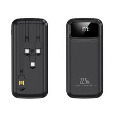 10,000mAh Power Bank  with Built-in 4 Cables，22.5W Super Fast Charging and PD20W Fast Charging RC-PD75