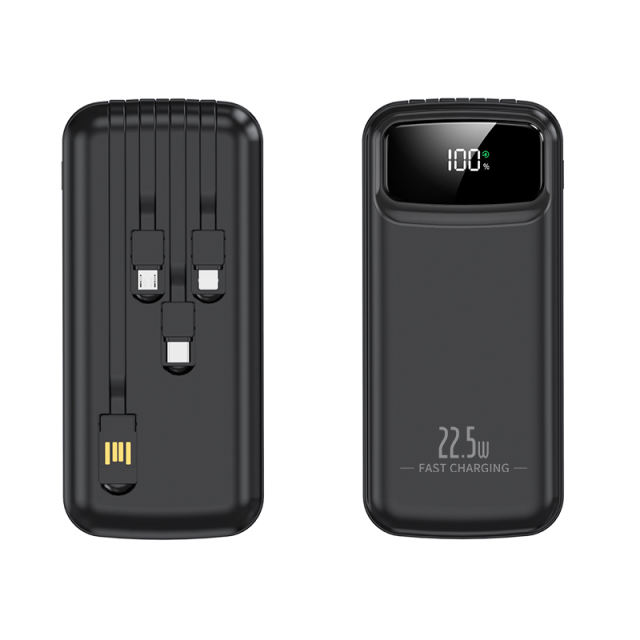 10,000mAh Power Bank  with Built-in 4 Cables，22.5W Super Fast Charging and PD20W Fast Charging RC-PD75