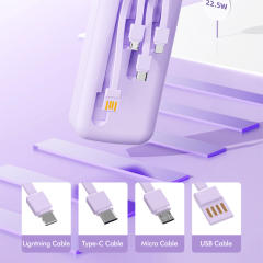 20,000mAh Power Bank  with Built-in 4 Cables，22.5W Super Fast Charging and PD20W Fast Charging