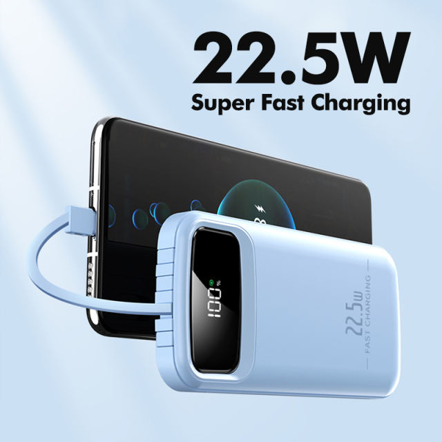 10,000mAh Power Bank  with Built-in 4 Cables，22.5W Super Fast Charging and PD20W Fast Charging RC-PD75