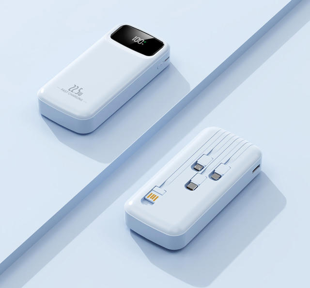 20,000mAh Power Bank  with Built-in 4 Cables，22.5W Super Fast Charging and PD20W Fast Charging