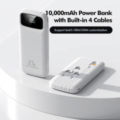 10,000mAh Power Bank  with Built-in 4 Cables，22.5W Super Fast Charging and PD20W Fast Charging RC-PD75