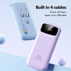 10,000mAh Power Bank  with Built-in 4 Cables，22.5W Super Fast Charging and PD20W Fast Charging RC-PD75