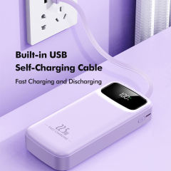 20,000mAh Power Bank  with Built-in 4 Cables，22.5W Super Fast Charging and PD20W Fast Charging