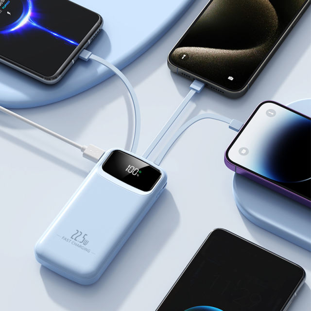 10,000mAh Power Bank  with Built-in 4 Cables，22.5W Super Fast Charging and PD20W Fast Charging RC-PD75