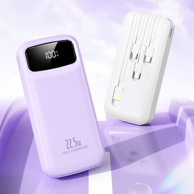 20,000mAh Power Bank  with Built-in 4 Cables，22.5W Super Fast Charging and PD20W Fast Charging