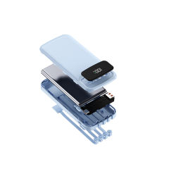 10,000mAh Power Bank  with Built-in 4 Cables，22.5W Super Fast Charging and PD20W Fast Charging RC-PD75