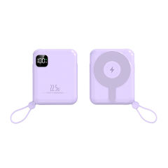 10,000mAh Magnetic Wireless Power Bank with 15W Fast Charging and Built-in Dual Cables，22.5W/PD20W Fast Charging，RC-WP031