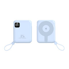 10,000mAh Magnetic Wireless Power Bank with 15W Fast Charging and Built-in Dual Cables，22.5W/PD20W Fast Charging，RC-WP031
