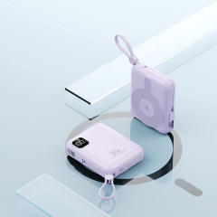 10,000mAh Magnetic Wireless Power Bank with 15W Fast Charging and Built-in Dual Cables，22.5W/PD20W Fast Charging，RC-WP031