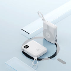 10,000mAh Magnetic Wireless Power Bank with 15W Fast Charging and Built-in Dual Cables，22.5W/PD20W Fast Charging，RC-WP031