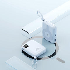 10,000mAh Magnetic Wireless Power Bank with 15W Fast Charging and Built-in Dual Cables，22.5W/PD20W Fast Charging，RC-WP031