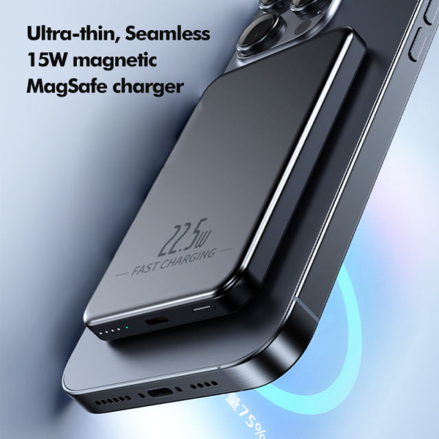15W Magnetic Wireless Fast Charging Power Bank with 22.5W Super Fast Charging，5,000mAh/10,000mAh RC-WP032