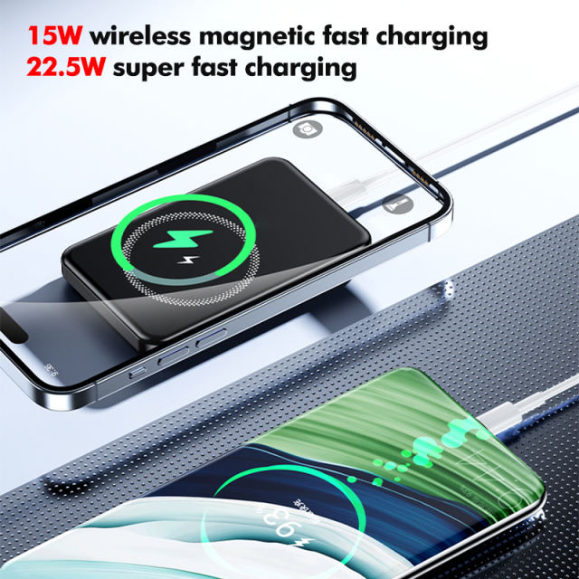15W Magnetic Wireless Fast Charging Power Bank with 22.5W Super Fast Charging，5,000mAh/10,000mAh RC-WP032