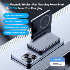 15W Magnetic Wireless Fast Charging Power Bank with 22.5W Super Fast Charging，5,000mAh/10,000mAh RC-WP032