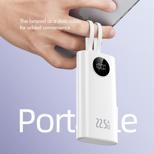 22.5W Super Fast Charging ,10,000mAh Power Bank with Built-in 2 Cables，PD20W Fast Charging，Customized Power Bank， RC-PD79