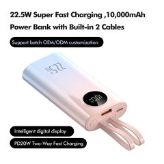 22.5W Super Fast Charging ,10,000mAh Power Bank with Built-in 2 Cables，PD20W Fast Charging，Customized Power Bank， RC-PD79