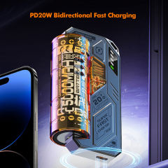 5,000mAh Mecha-Style Power Bank  22.5W Super Fast Charging, with  Replaceable Fire-Resistant Battery RC-PD78