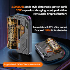 5,000mAh Mecha-Style Power Bank  22.5W Super Fast Charging, with  Replaceable Fire-Resistant Battery RC-PD78