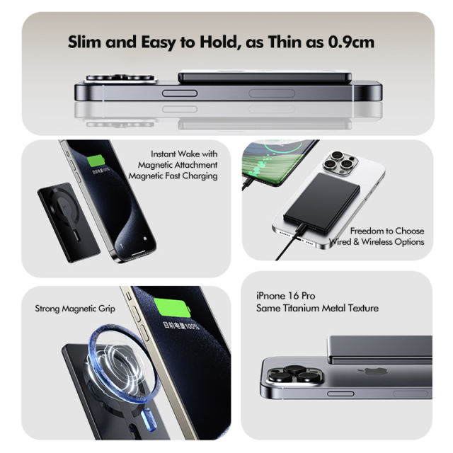 15W Magnetic Wireless Fast Charging Power Bank with 22.5W Super Fast Charging，5,000mAh/10,000mAh RC-WP033